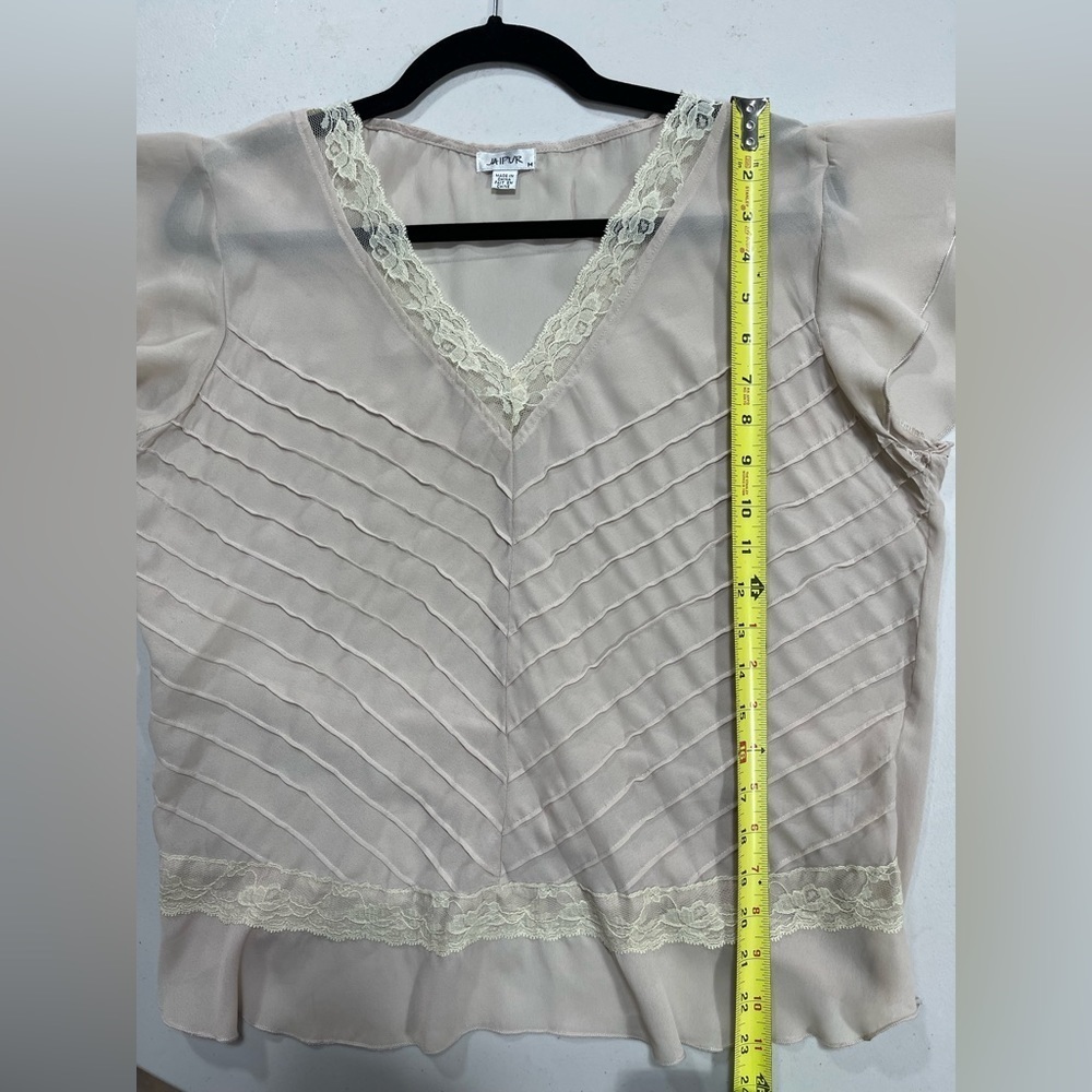 Jaipur sheer tan blouse women’s size M - Picture 10 of 14